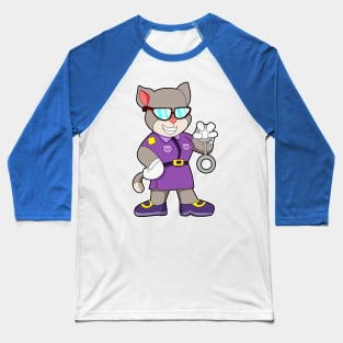 Cat as policewoman with handcuffs Baseball T-Shirt